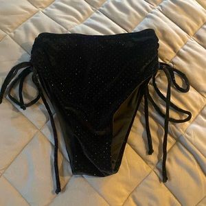 RAD pole wear silver sparkle velvet high waist bottoms.